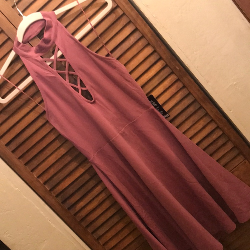 Express halter top pink dress